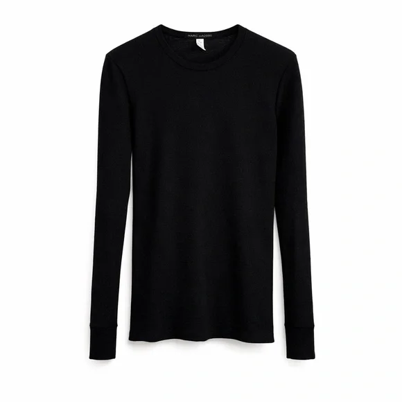 Marc Jacobs Black Long Sleeve Tee Shirt Size M Minimalist Designer Made USA - Picture 1 of 6